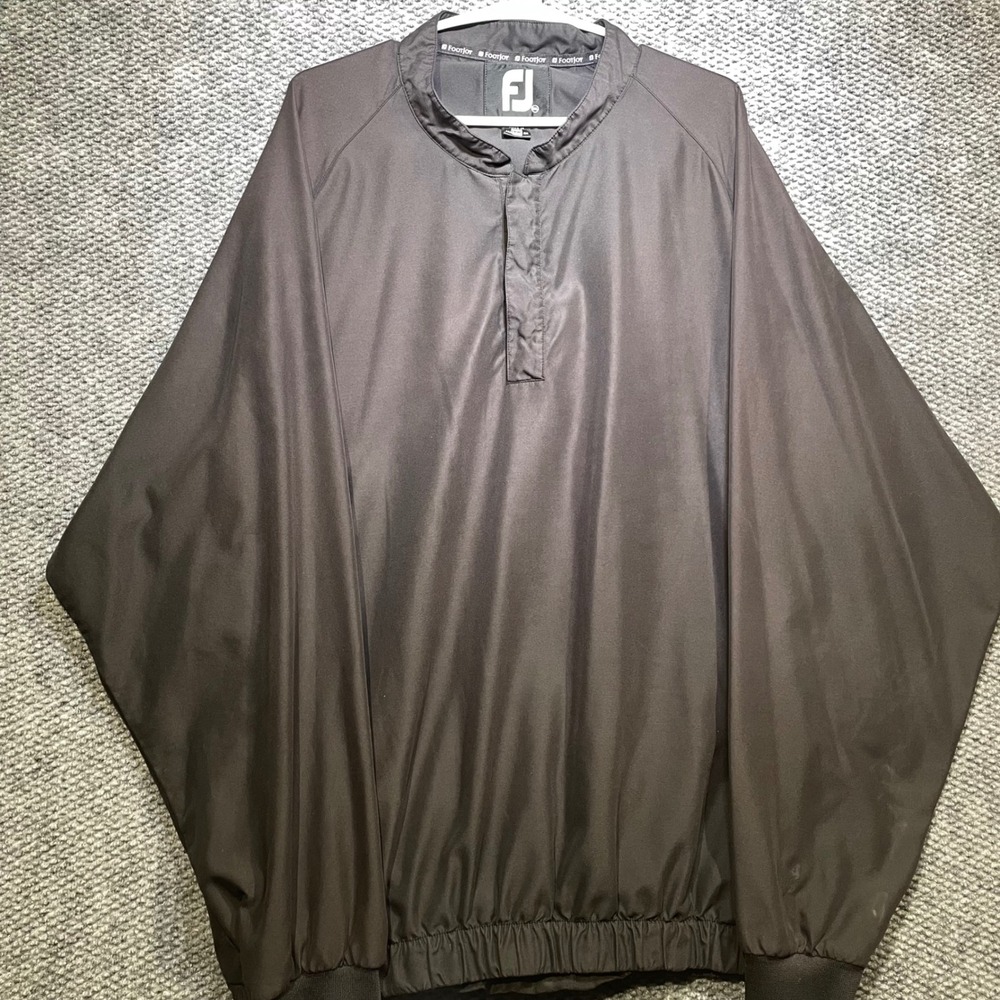 FootJoy Mens XXL Black Golf Windshirt Pullover Snap Mock Neck Lightweight Jacket - Picture 1 of 5